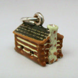 Enamel Log Cabin Charm
