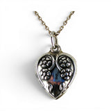 Sterling Silver Puffy Heart Charm for Bracelet Flowers on Vine Floral Vintage 42