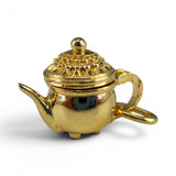 Sterling Silver Gold Vermeil Footed Teapot Charm for Bracelet Movable Tea Gift