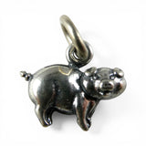 TINY Sterling Silver Smiling Pig Charm Miniature Small Finding Jewelry Making