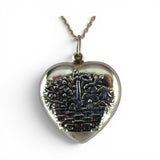 Sterling Silver Puffy Heart Basket with Flowers Charm Pendant Vintage New 73