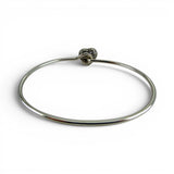 Sterling Silver Repousse Flowers Heart Bangle Charm Bracelet Vintage New Floral