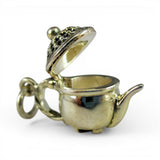 Sterling Siliver Footed Teapot Charm for Bracelet Movable Lid Highly Detailed