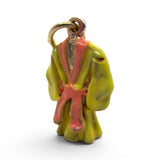 Sterling Silver Enamel Her Robe Charm for Bracelet Yellow PInk Gift for Wife