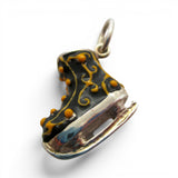 Sterling Silver Enamel Victorian Ice Skate Charm for Bracelet Vintage New Gift