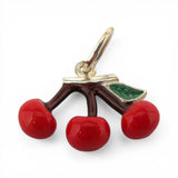Sterling Silver Enamel Cherries Charm for Bracelet Cherry Red Fruit Jewelry 925