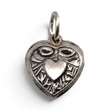 Sterling Silver Puffy Heart Charm for Bracelet Ribbon Bow Vintage New Gift 11