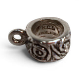 Sterling Silver Engraved Band Charm Adapter Bead Hanger Converter Vintage