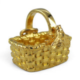 Gold Vermeil Sterling Silver Bee Meadow Basket Charm for Bracelet Brown County
