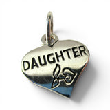 Sterling Silver Daughter Heart Charm for Bracelet 2 Sided Vintage New Gift