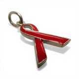 Sterling Silver Red Enamel AIDS Awareness Ribbon Charm for Bracelet Vintage New
