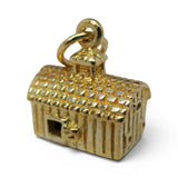 Sterling Silver Gold Vermeil Barn Charm for Bracelet Farming Farmer Wife Gift 3D