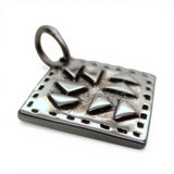 Sterling Silver Dutchman's Puzzle Quilt Block Pattern Charm for Bracelet Vintage