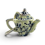 Sterling Silver Enamel Flow Blue Willow Teapot Charm for Bracelet Tea Party Gift