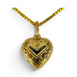 Sterling Silver or Gold Vermeil Victory Puffy Heart Charm for Bracelet Vintage V
