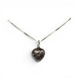 Sterling Silver Puffy Floral Heart Charm for Bracelet Gold Vermeil Vintage 75