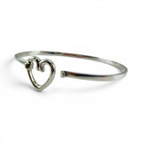 Sterling Silver Outline Heart Bangle Charm Bracelet Gift for Her Vintage New BCS