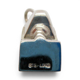 Brocosi.com vintage sterling silver desktop computer charm showing the back with a clear Sterling hallmark stamp.
