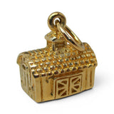 Sterling Silver Gold Vermeil Barn Charm for Bracelet Farming Farmer Wife Gift 3D