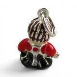 Sterling SIlver Red Enamel Rag Baby Doll Charm for Bracelet Girl Gift Vintage