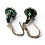 Sterling Silver & Enamel Oz Wicked Witch's Hat Earrings Dangle Drop Vintage
