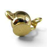 Sterling Silver Short & Stout Teapot Charm Movable Gold Vermeil Vintage Tea Gift