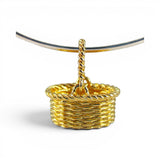 Sterling Silver Gold Vermeil Flower Girl Basket Charm for Bracelet Small Pendant