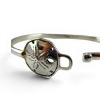 Sterling Silver Sand Dollar Bangle Charm Bracelet Beach Vacation Jewelry BCS New