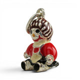 Sterling SIlver Red Enamel Rag Baby Doll Charm for Bracelet Girl Gift Vintage
