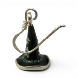 Sterling Silver & Enamel Oz Wicked Witch's Hat Earrings Dangle Drop Vintage