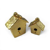 Gold Vermeil over Sterling Birdhouse Charm for Bracelet Brown County Silver Bird