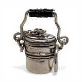 Sterling Silver Coal Miner's Lunch Bucket Charm for Bracelet Mining Gift Pail