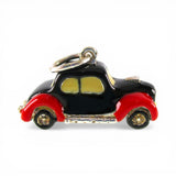 Sterling Silver & Red Black Enamel Old American Car Charm for Bracelet Vintage