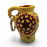 Sterling Silver Enamel Yellow Redware Pitcher Charm for Bracelet Vintage Mini
