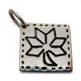 Sterling Silver Maple Leaf Quilt Block Patter Charm for Bracelet Quilter Gift