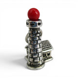Sterling Silver Red Top Lighthouse Charm for Bracelet Shining Light Vintage New