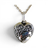 Puffy Heart Charm for Bracelet Sterling Silver Vintage 3D Double Sided Pendant 1