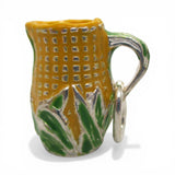 Sterling Silver Enamel Corn King Pitcher Charm for Bracelet Shawnee Pottery 925