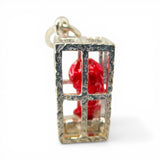 Sterling Silver Red Enamel Lobster Trap Cage Charm for Bracelet Sea Gift Vintage
