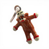 Sterling Silver Enamel Sock Monkey Charm for Bracelet Vintage Nostalgia Gift