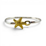 Sterling Silver Gold Vermeil Starfish Bangle Charm Bracelet Beach Jewelry New