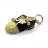 Sterling Silver Black Enamel Mary Jane Strap Shoe Charm for Bracelet Vintage