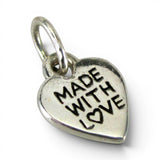 Sterling Silver Made with Love Heart Charm for Bracelet Small Two Sided New