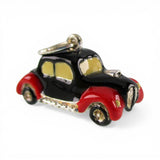 Sterling Silver & Red Black Enamel Old American Car Charm for Bracelet Vintage