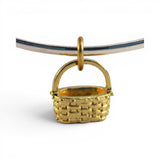 Sterling Siver Gold Vermeil Mini Flower Basket Bracelet Charm Flower Girl Gift