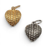 Sterling Silver Gold Vermeil Woven Basket Puffy Heart Charm for Bracelet 64