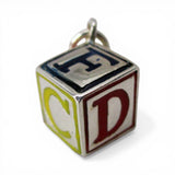 Sterling Silver Enamel Alphabet Block Charm for Bracelet ABC Toy New Mom Gift