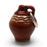 Sterling Silver Enamel Redware Jug Pottery Charm for Bracelet Vintage Mini
