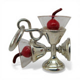 Sterling Silver Martini Glass Charm for Bracelet Cherries Cocktail New Years Eve