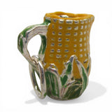 Sterling Silver Enamel Corn King Pitcher Charm for Bracelet Shawnee Pottery 925